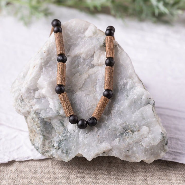 Adults | Raw Cherry Amber + Hazelwood Necklace - R.B. Amber Jewelry