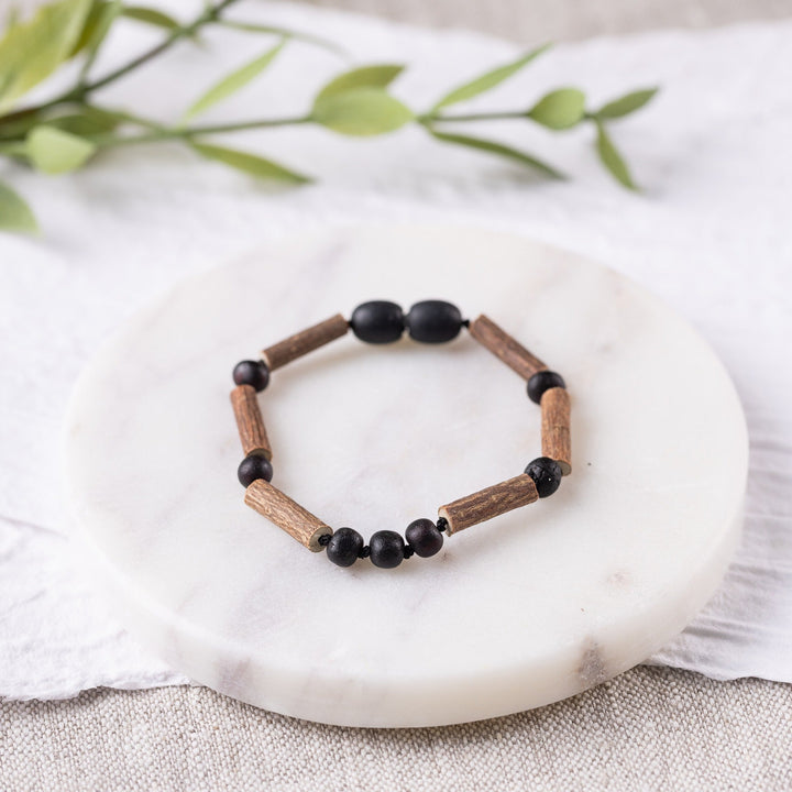 Kids | Raw Cherry Amber + Hazelwood Bracelet - R.B. Amber Jewelry