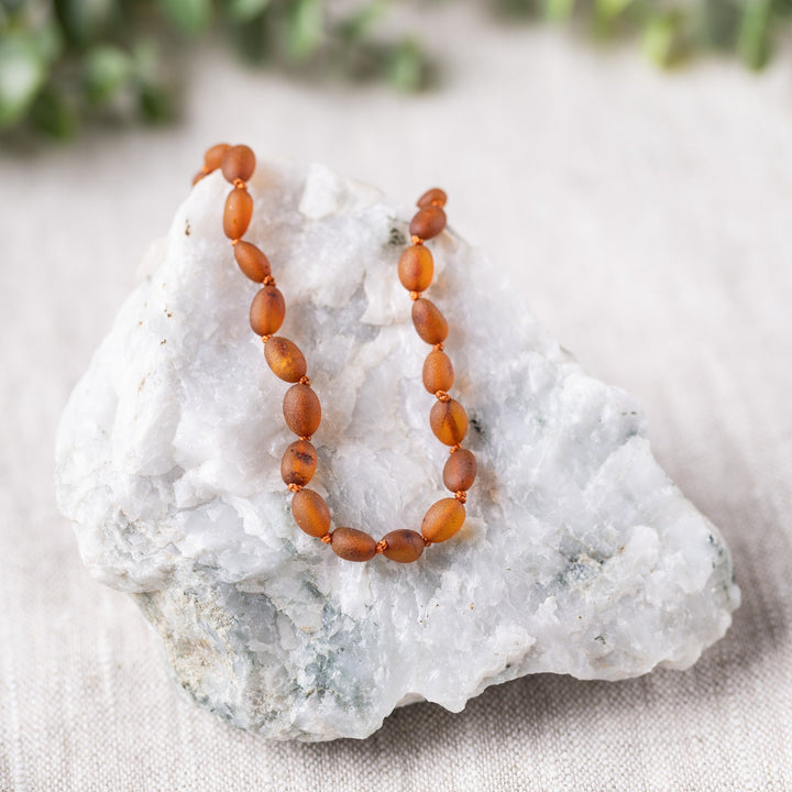 Kids | Raw Cognac Bean Baltic Amber Necklace - R.B. Amber Jewelry