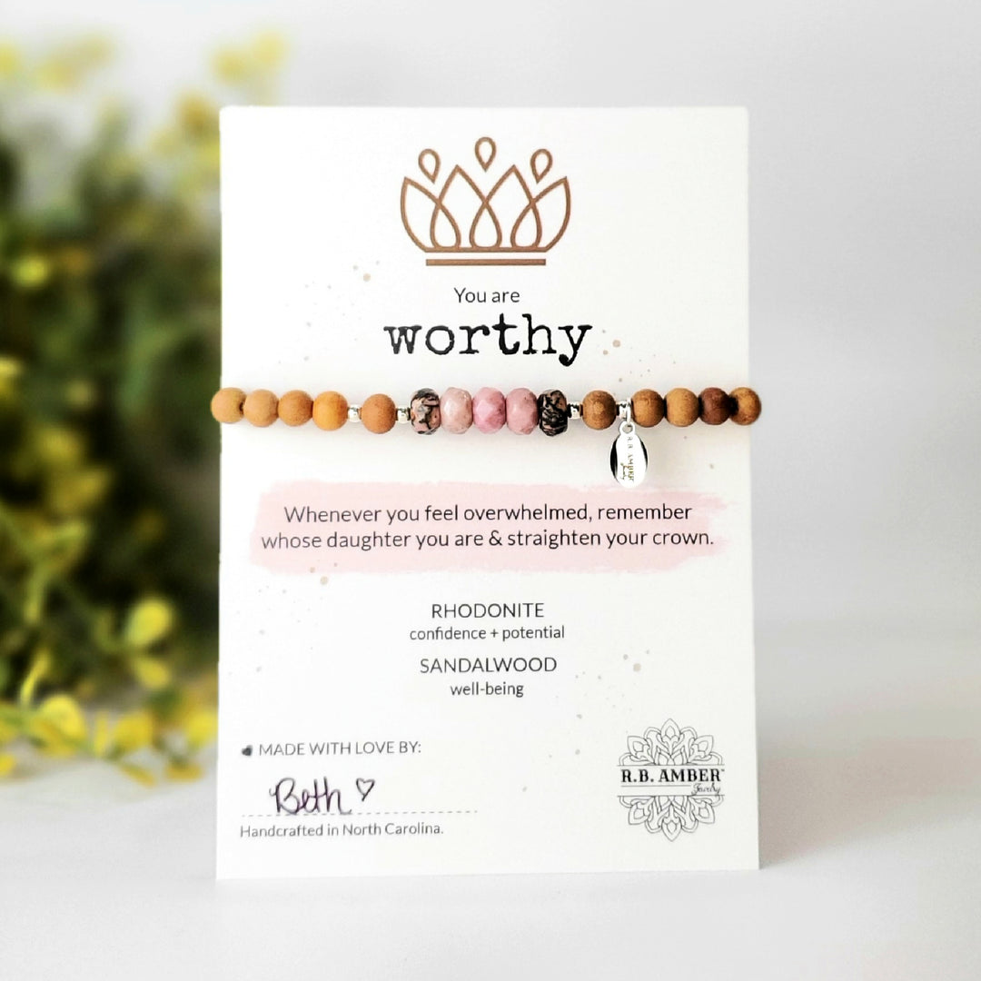 Rhodonite | "You are Worthy" Gemstone Bracelet