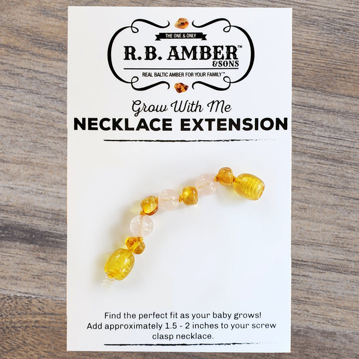 Rose Quartz + Honey Baltic Amber Jewelry Extender