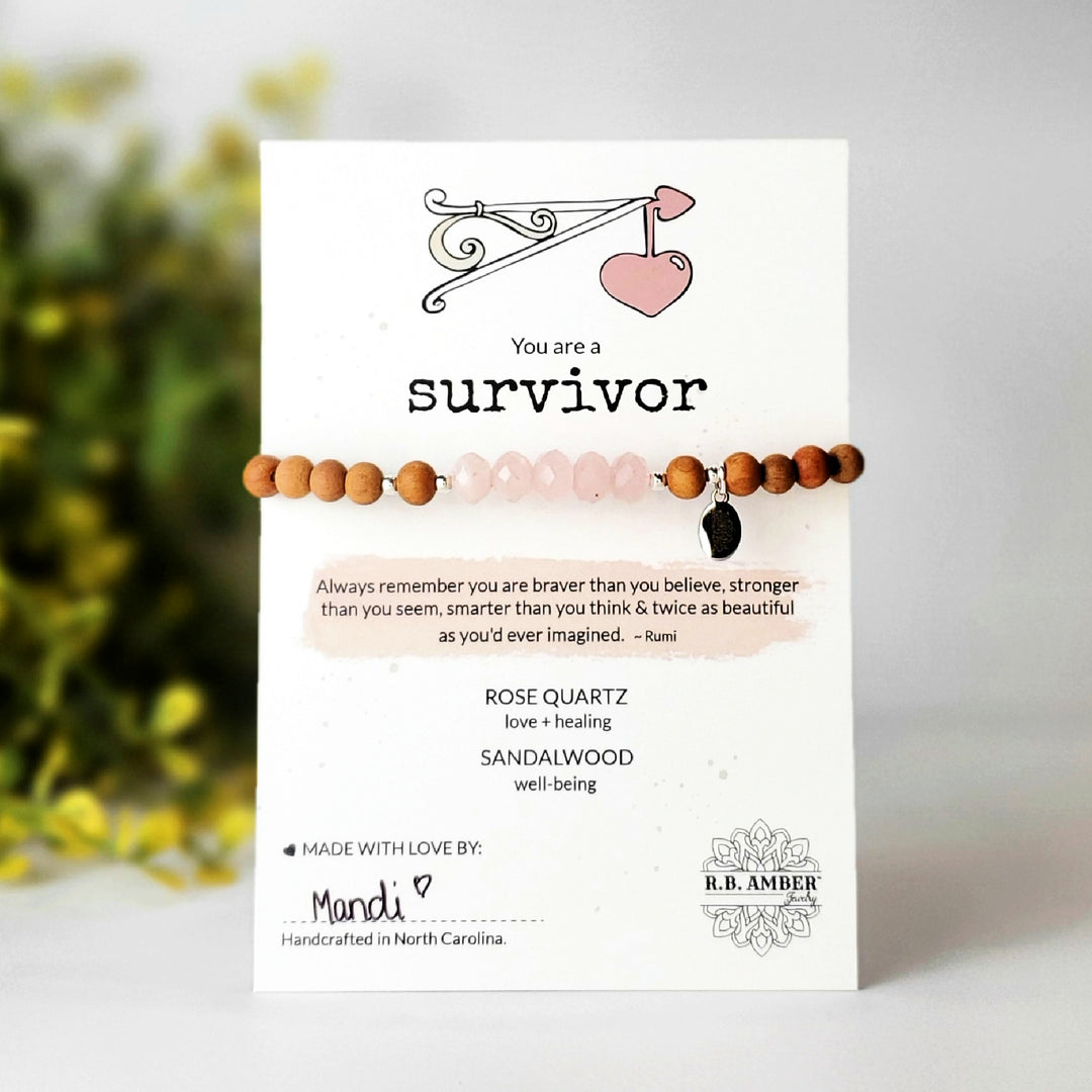 Rose Quartz | "You are a Survivor" Gemstone Bracelet