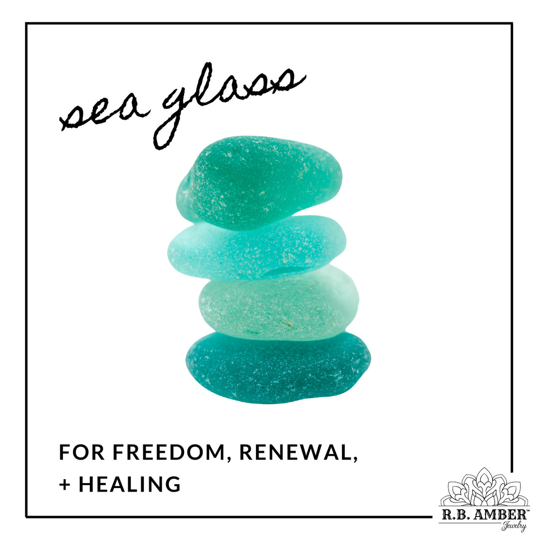 Adults | Aqua Sea Glass + Raw Cognac Aromatherapy Bracelet