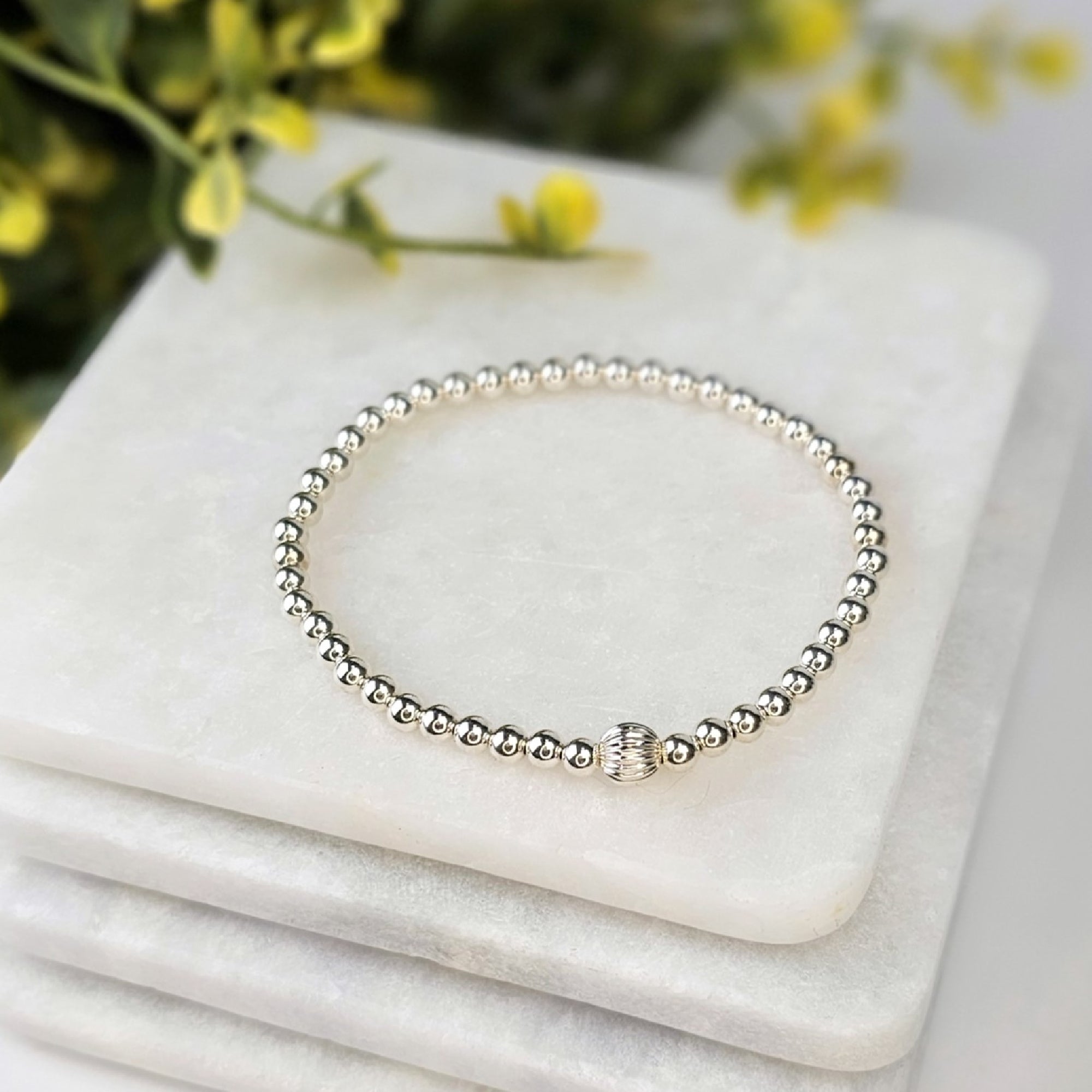S925 sterling silver white gold plated zircon daisy bracelet