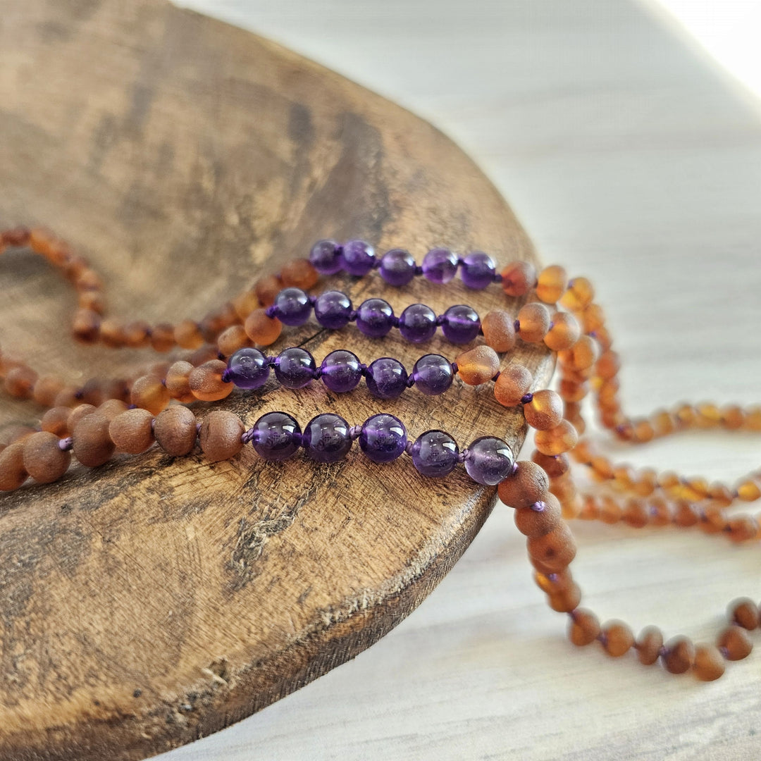 Children's Amethyst Gemstone + Baltic Amber - R.B. Amber Jewelry