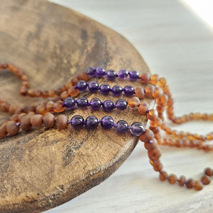 Children's Amethyst Gemstone + Baltic Amber - R.B. Amber Jewelry