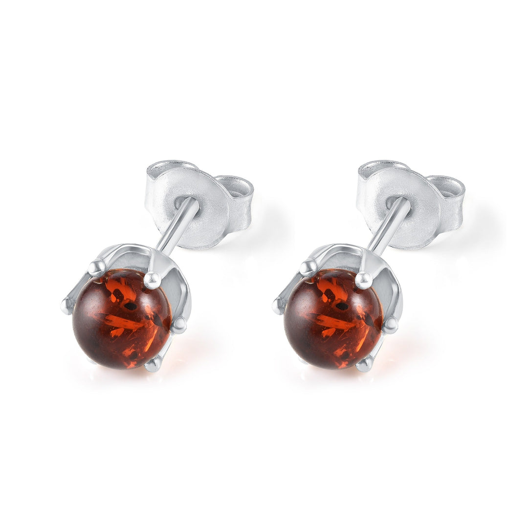 Cognac Baltic Amber Stud Earrings - R.B. Amber Jewelry