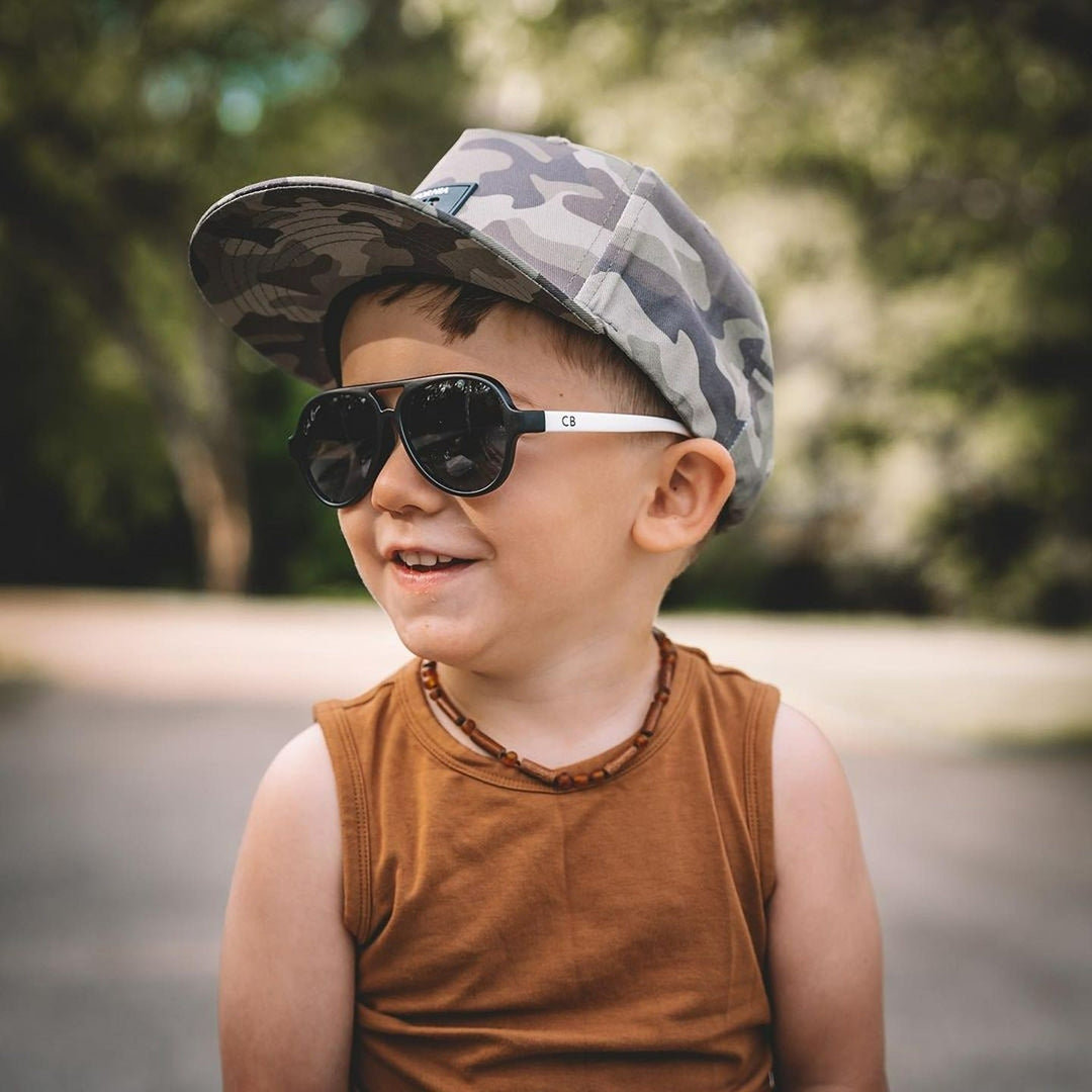 Kids | Raw Cognac Amber + Hazelwood Necklace - R.B. Amber Jewelry