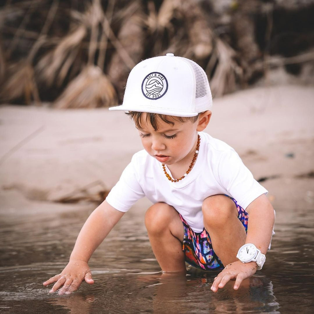 Kids | Green Jade + Raw Cognac Amber Necklace