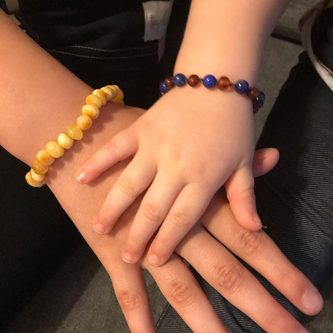Kids | Lapis Lazuli + Cognac Amber Bracelet