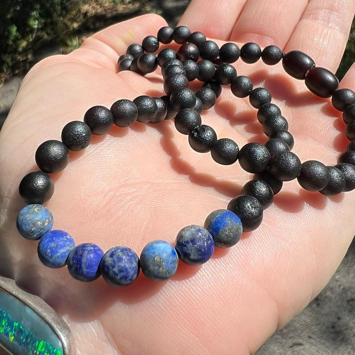 Adults | Lapis Lazuli + Raw Cherry Amber Necklace - R.B. Amber Jewelry