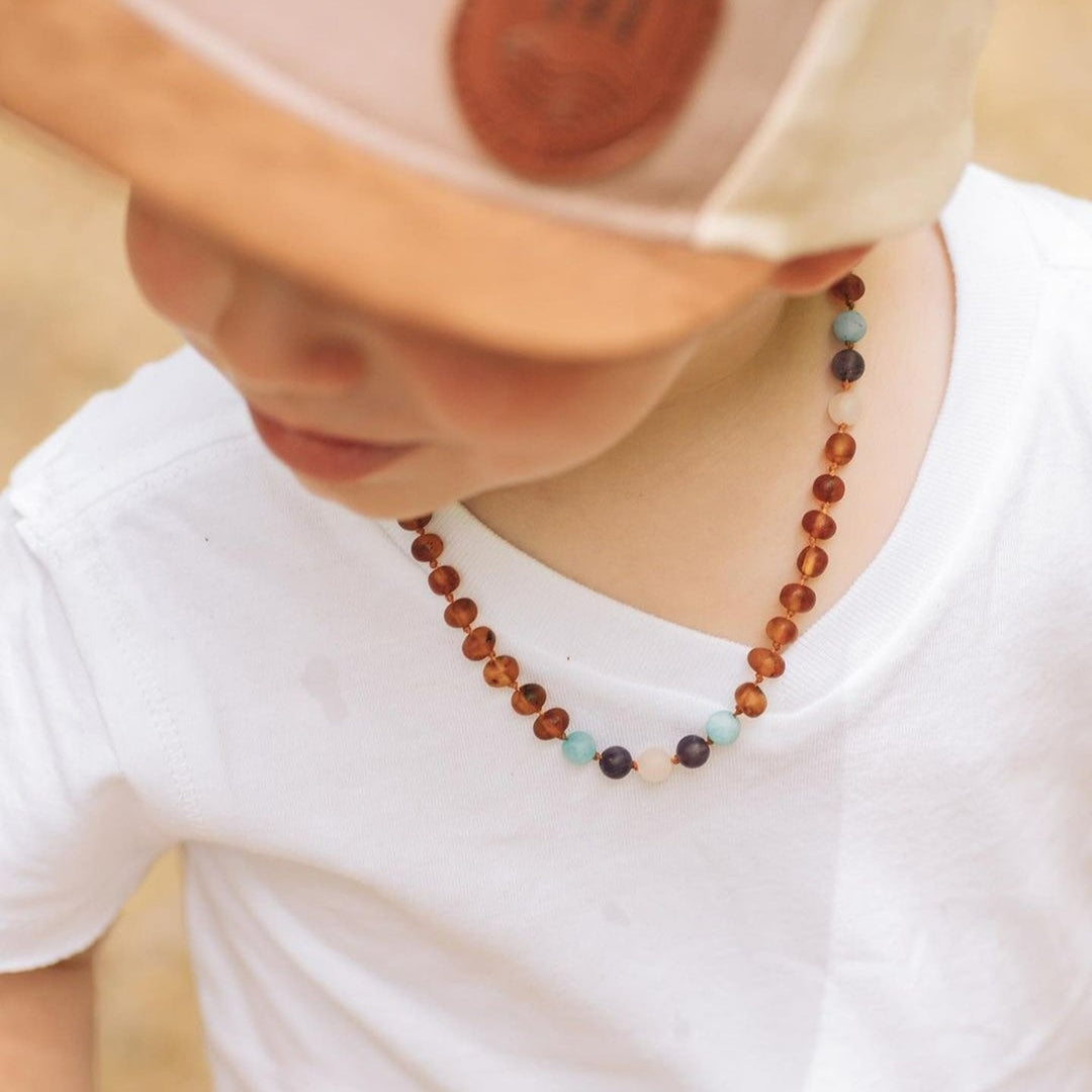 Kids | Mermaid Mix + Raw Cognac Amber Necklace - R.B. Amber Jewelry