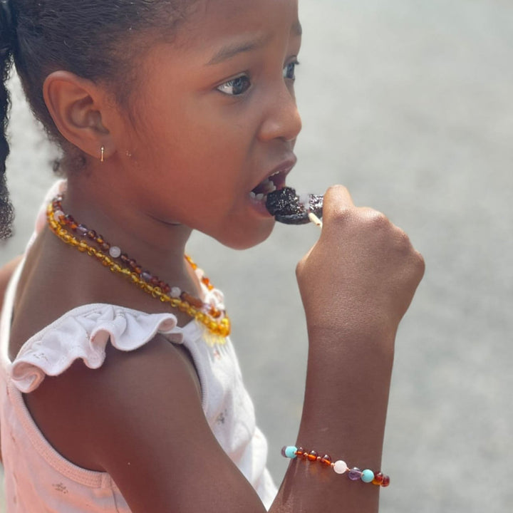 Kids | Mermaid Mix + Cognac Amber Bracelet - R.B. Amber Jewelry