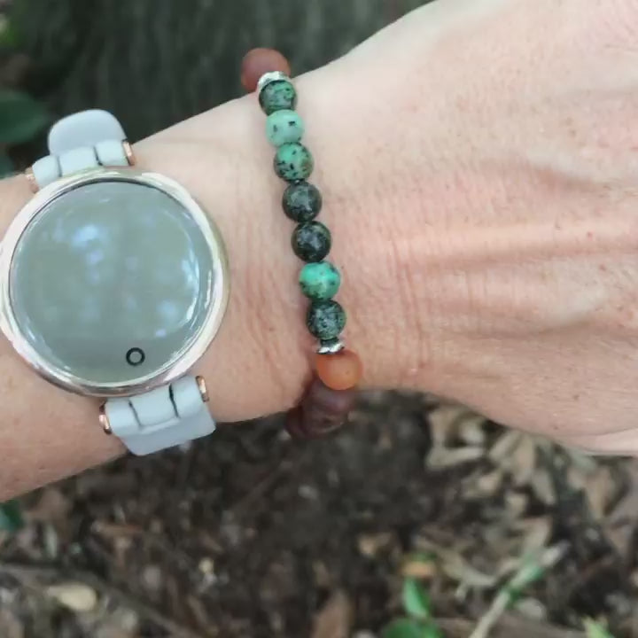 Adults | African Turquoise + Raw Cognac Aromatherapy Bracelet