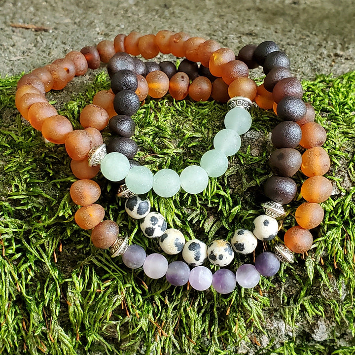 Gemstone + Raw Baltic Amber Bracelets - R.B. Amber Jewelry