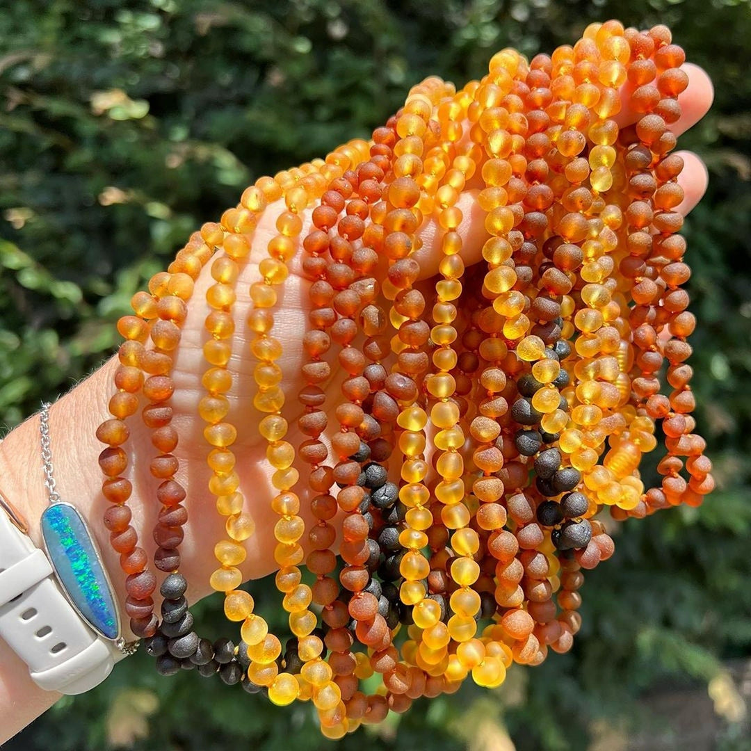 Kids | Raw Ombre Honey Cognac Baltic Amber Necklace - R.B. Amber Jewelry