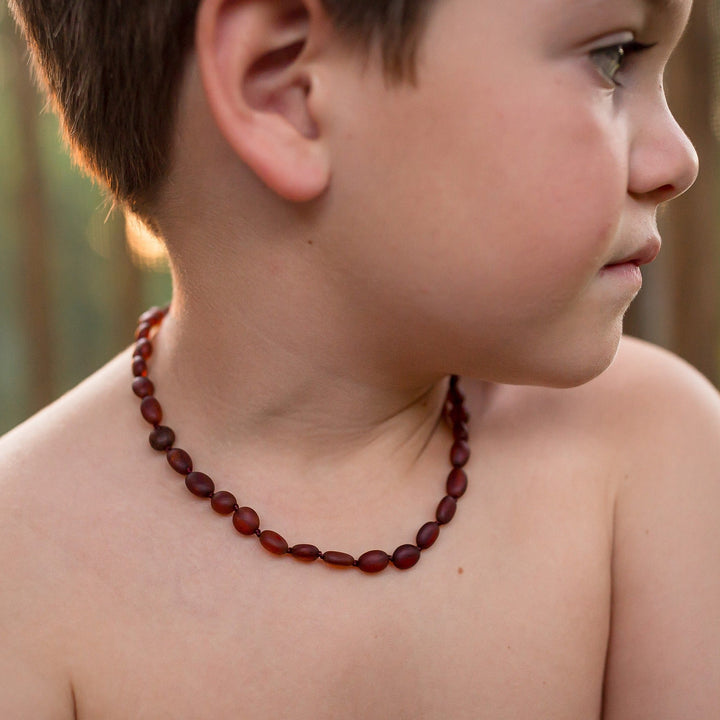 Kids | Raw Cognac Bean Baltic Amber Necklace - R.B. Amber Jewelry