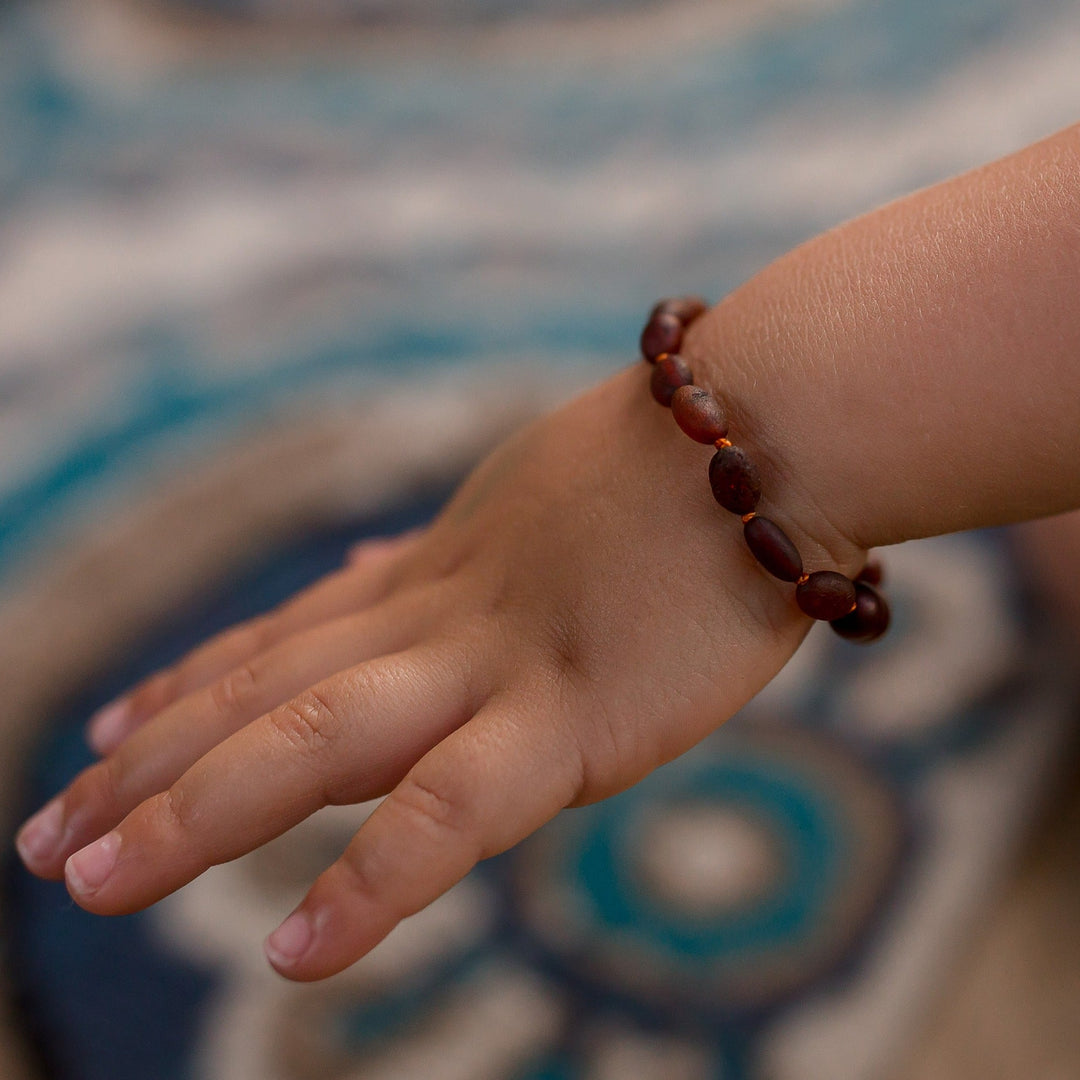 Kids | Raw Cognac Bean Baltic Amber Bracelet - R.B. Amber Jewelry