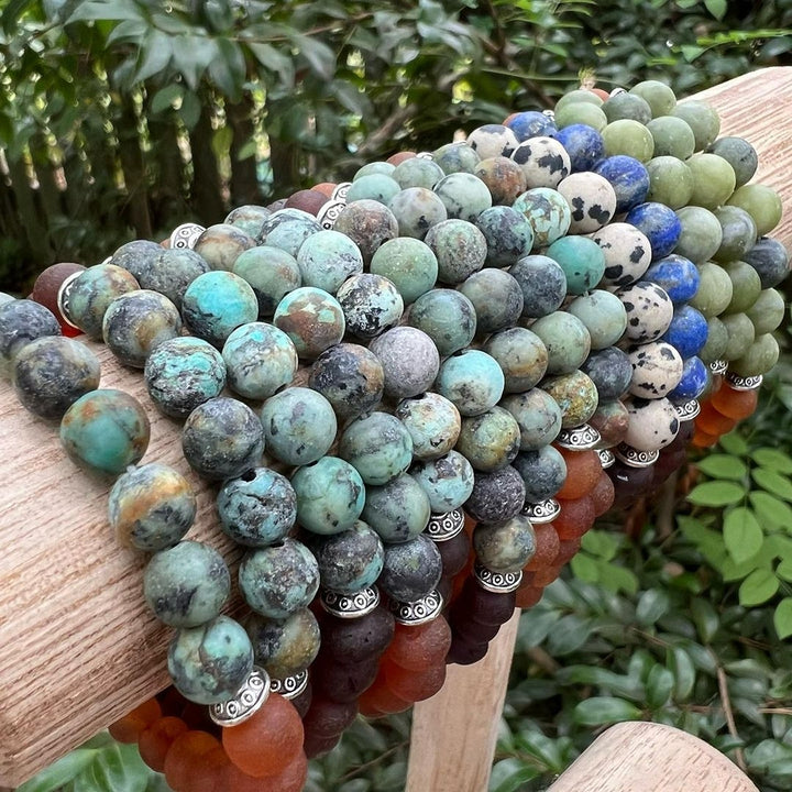 Adults | African Turquoise + Raw Cognac Amber Bracelet