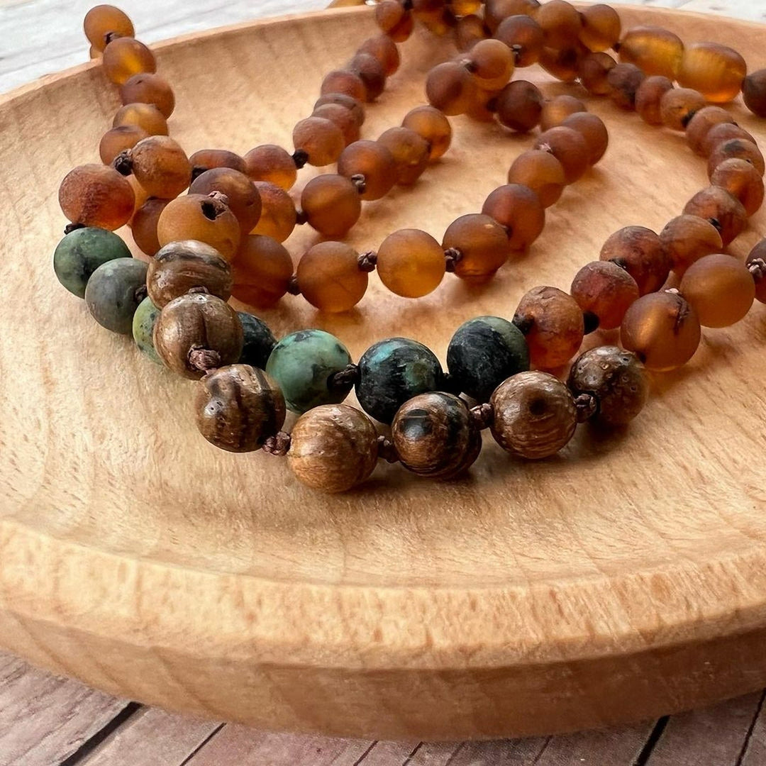 Sandalwood African Turquoise Baltic Amber Jewelry - R.B. Amber Jewelry