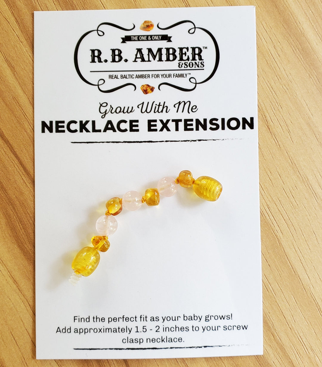 Rose Quartz + Honey Baltic Amber Jewelry Extender